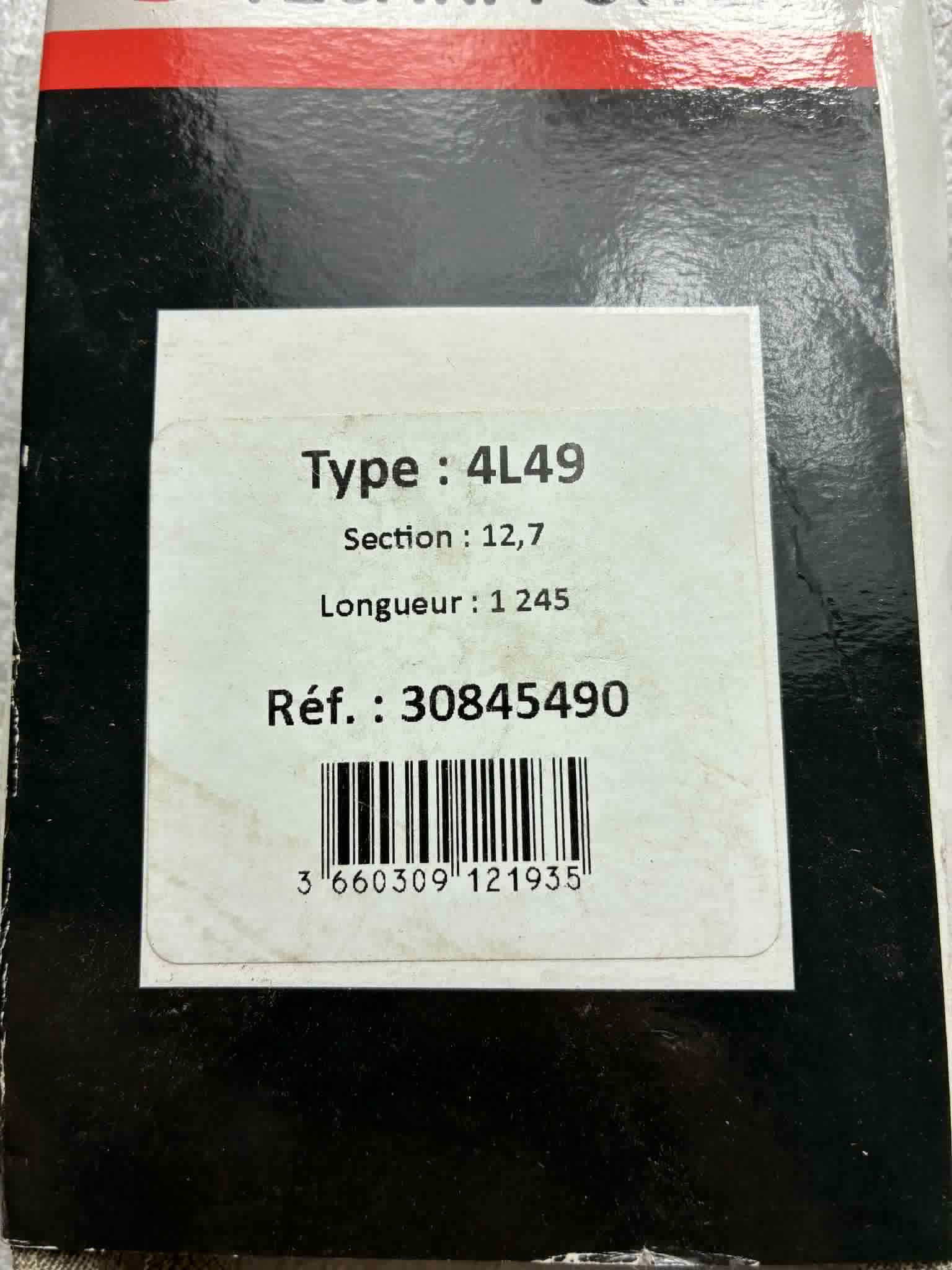 Courroie trapézoïdale 4L49 12,7x1245 mm pour tondeuse ou motoculture neuve