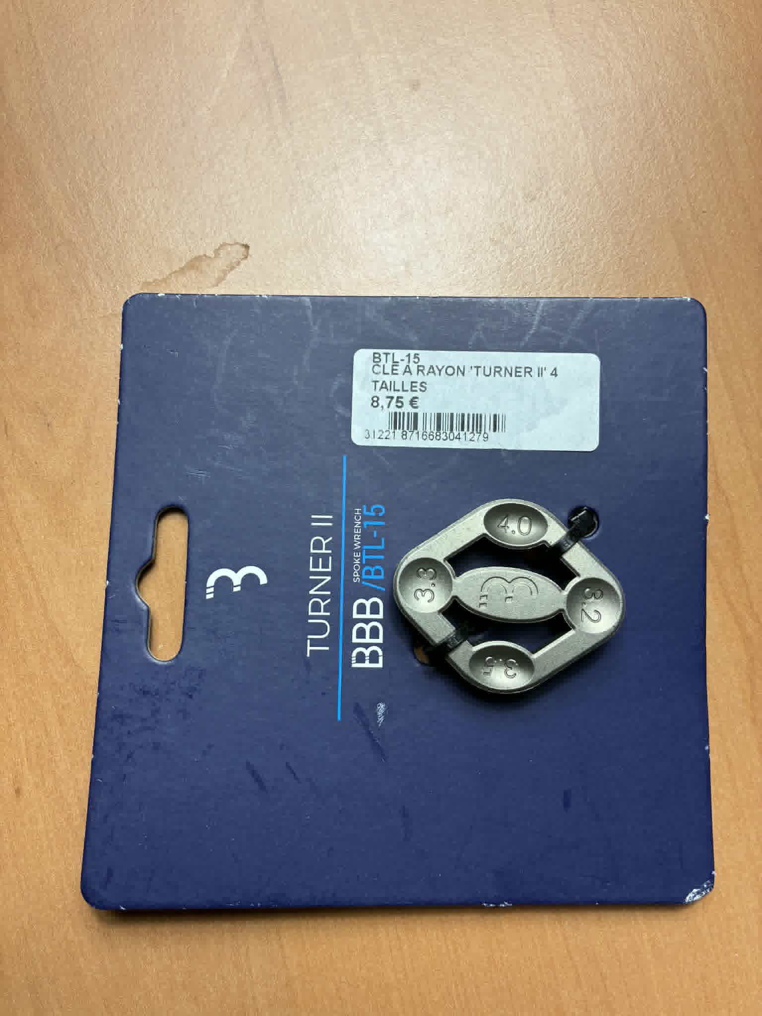 Clé à rayons vélo BBB Turner BTL-15 4 tailles intégrées CrMo – NEUF