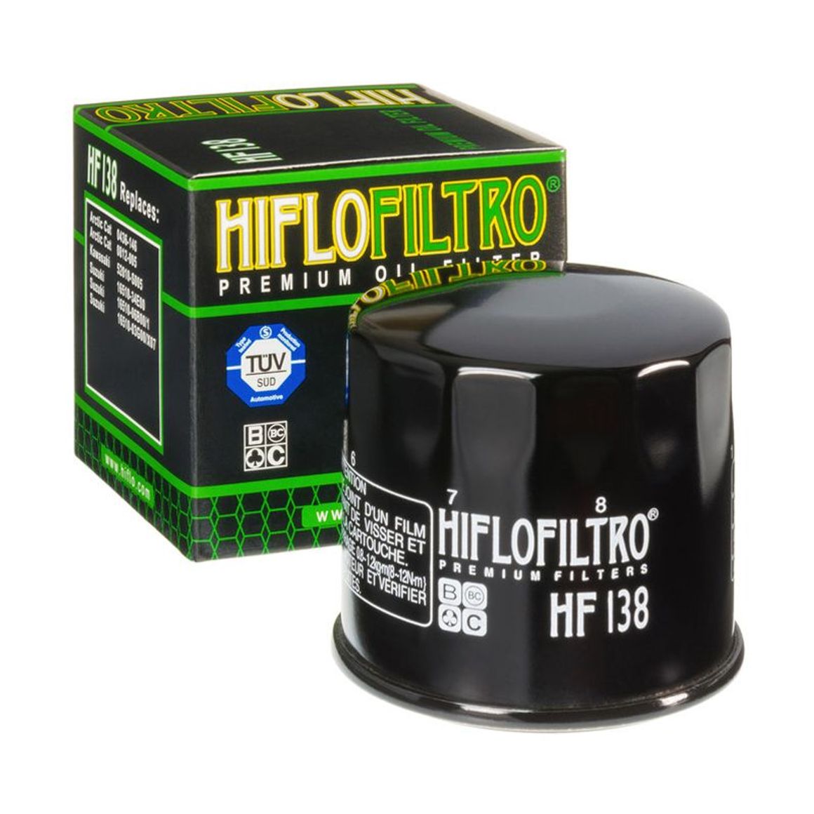 Filtre à huile HifloFiltro HF138 — Suzuki, Kawasaki, Aprilia, Kymco — Neuf