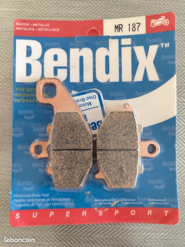 Plaquettes frein Bendix MR187 métal fritté Kawasaki ZX6R ZX636 ZX750 ZX900
