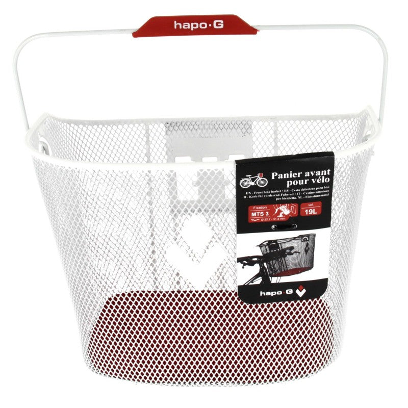 HAPO G 11202190 weißer Stahl-Fahrradkorb vorne MTS3 19L 