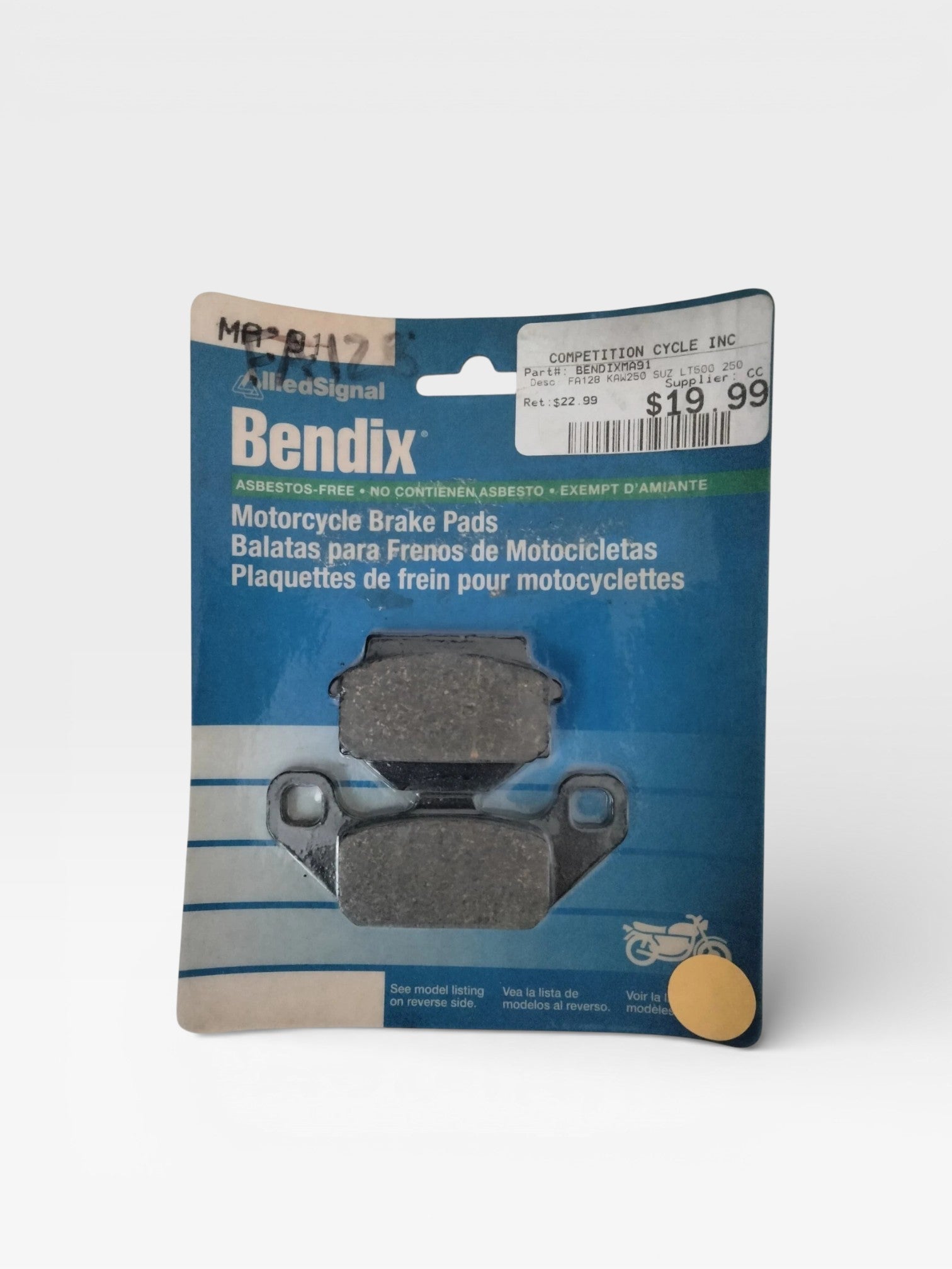 Plaquettes de frein avant Bendix MA91 organique quad moto – Réf MA91