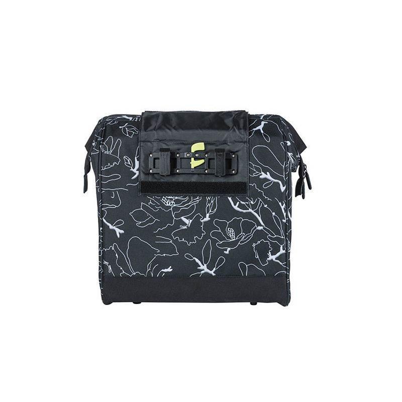 Basil Grand Flower Shopper 23L Schwarze Gepäckträgertasche für hinten 