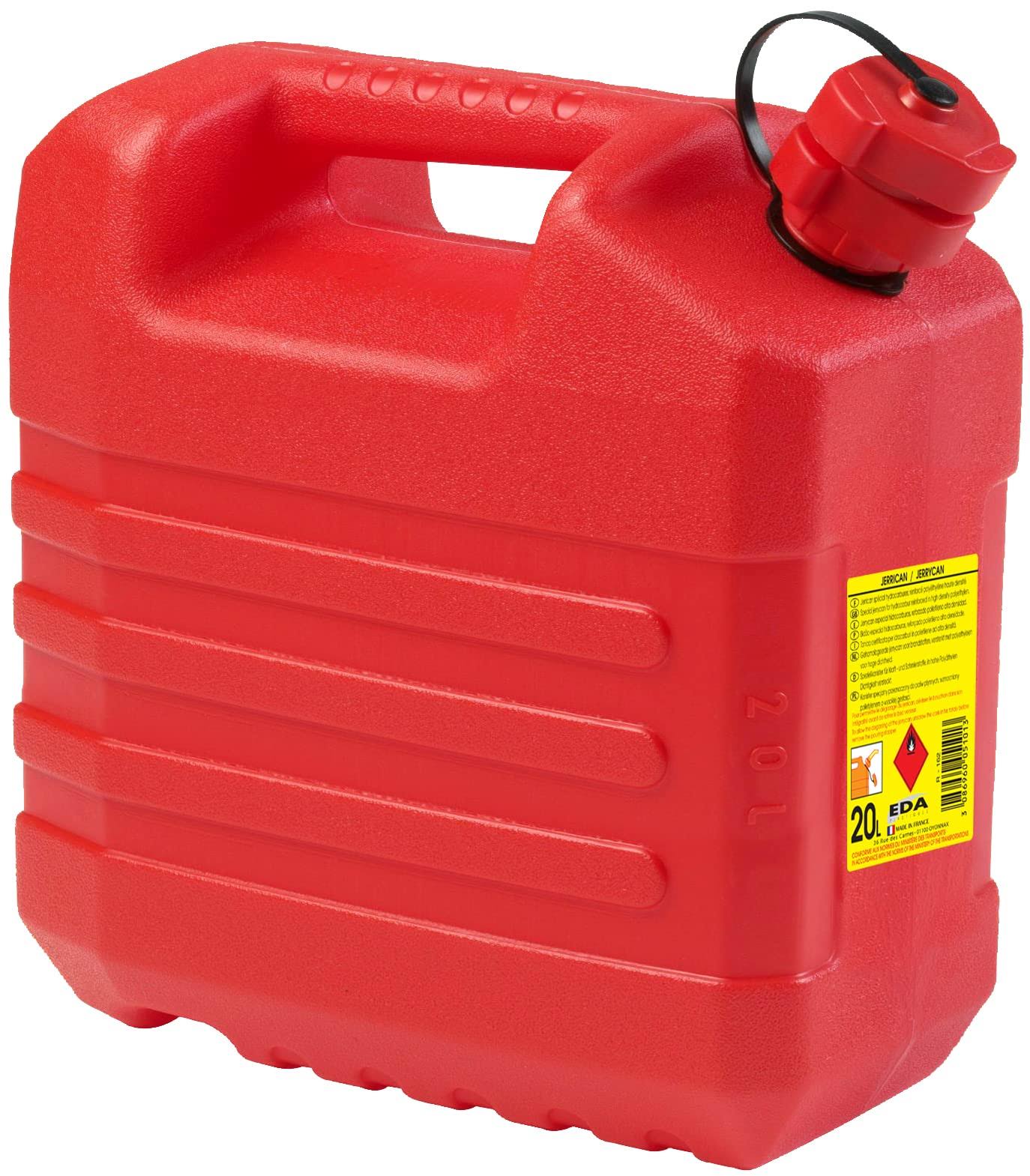 Jerrican plastique 20L rouge EDA JK0101620R – Homologué UN – Neuf sans bec